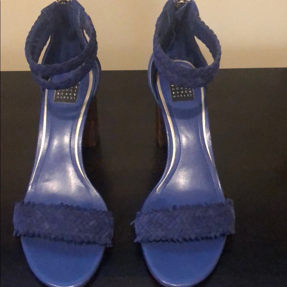 Blue Block Heeled Sandals